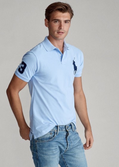 Camisa Polo Polo Ralph Lauren Hombre Azules Claro - Big Pony Mesh - ROWFS1642